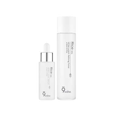 9wishes Rice 72 Whitening Toner 150ml + Serum 50ml Set - CUTIPOP