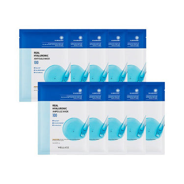 WELLAGE Real Hyaluronic Ampoule Mask Sheet 20ml (1P/10P)