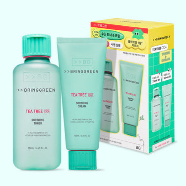 BRINGGREEN Tea Tree Cica Soothing Toner & Cream Set