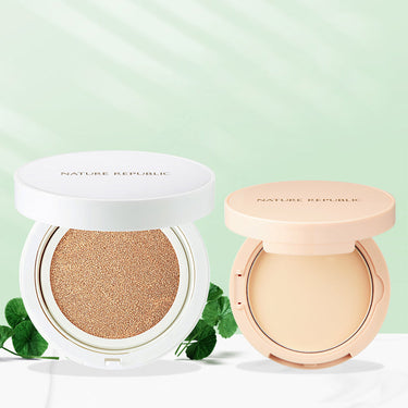 Face Makeup Duo (Green Derma Mild Cica Serum Cover Cushion SPF50+ PA++++ & Provence Fixer Pact AniMelodic