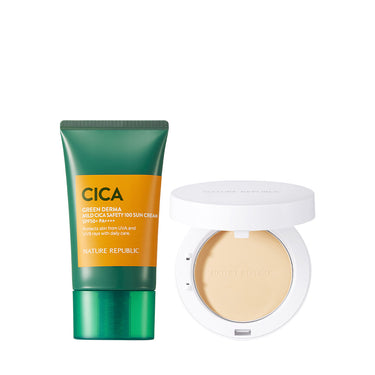 Long-lasting Duo (Safety 100 Sun Cream SPF50+ PA++++ & Provence Air Skin Fit Pact SPF10) AniMelodic