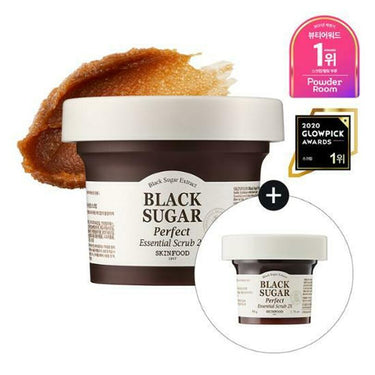 SKINFOOD Black Sugar Perfect Essential Scrub 210g*2ea (Special Gift: 50g) AniMelodic