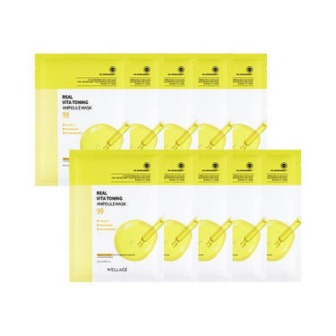 WELLAGE Real Vita Toning Ampoule Mask Sheet 20ml (1P/10P)