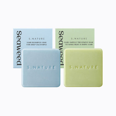 S.NATURE Seaweed Hair Shampoo Bar 100g + Ampoule Treatment Bar 80g - CUTIPOP